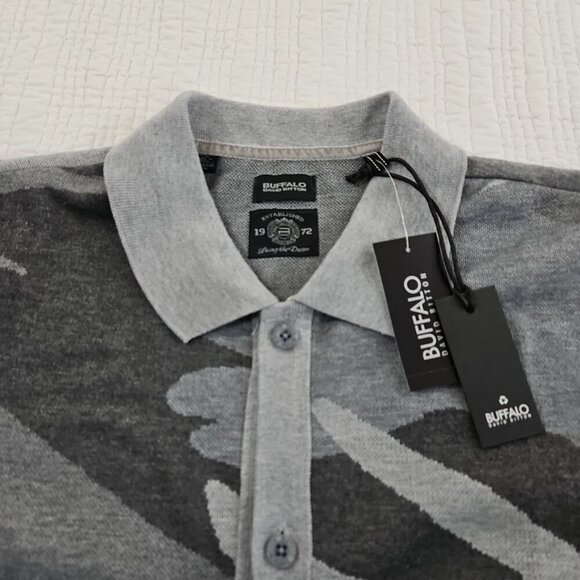 Buffalo by David Bitton Knit Button Up Shirt Men's Large NWT Grey Camo MSRP $70 - Picture 6 of 16